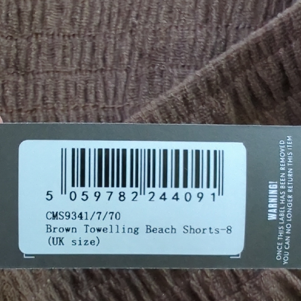 NWT PrettyLittleThing Brown Towelling Beach Shorts - Picture 5 of 8